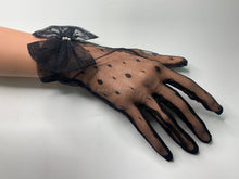 Load image into Gallery viewer, FS-011 - 9 inches Dotted Lace Gloves with ribbon and pearls (6 Colours)
