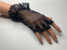 Load image into Gallery viewer, FS-029 - 7 inches Half-Finger Netting Gloves with Lace Ruffle Cuff (1 Colour)