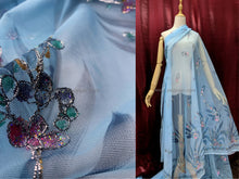 Load image into Gallery viewer, FS-31368C - India Hand-drawn Pattern Mesh with Silver Cord Embroidery (1 Colour)