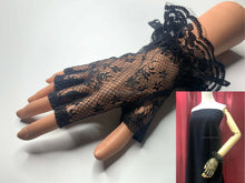Load image into Gallery viewer, FS-L0801 - 8 inches Ruffle Cuff Half-Finger Lace Gloves (1 Colour)