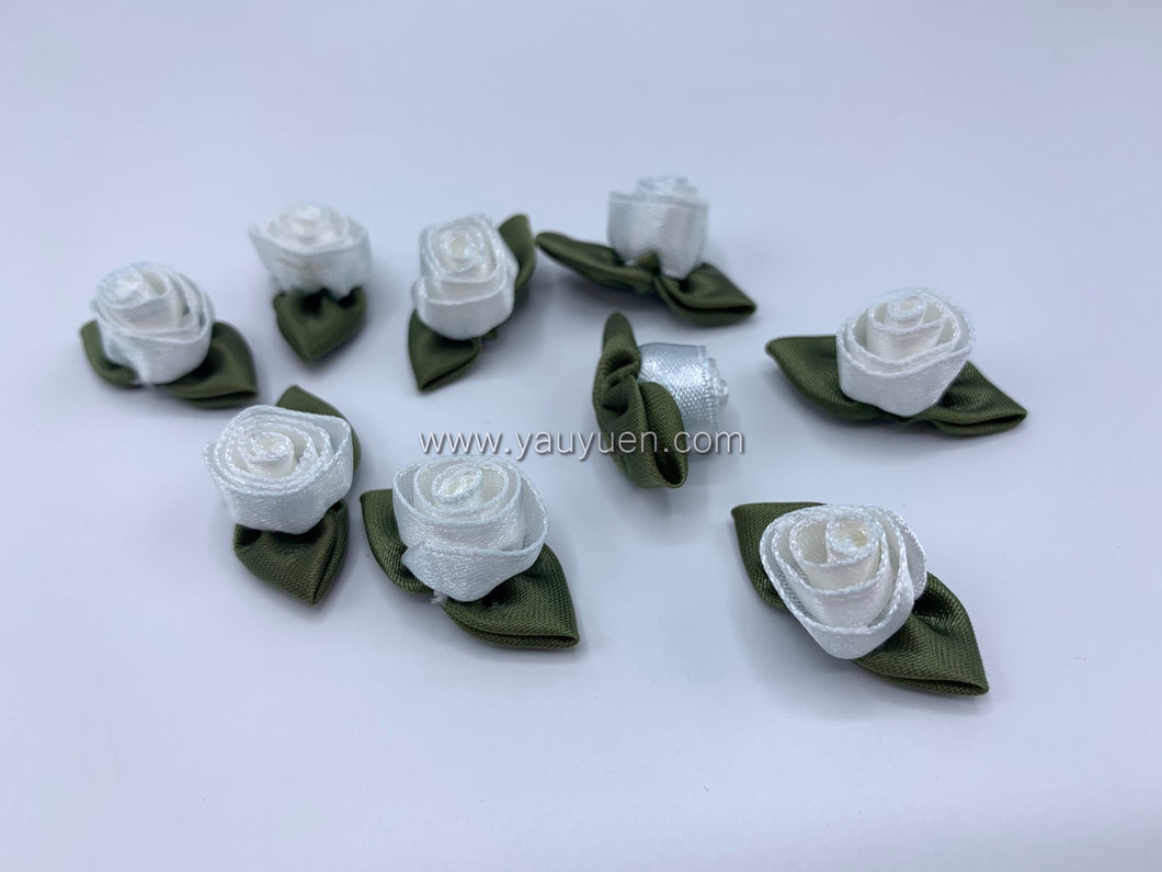1.5cm Satin Fabric Flower - Tulip with leaves (4 Colours)