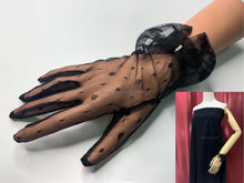 Load image into Gallery viewer, FS-011 - 9 inches Dotted Lace Gloves with ribbon and pearls (6 Colours)
