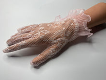 Load image into Gallery viewer, FS-014B - 9 inches Crinkle Organza Ruffle Cuff Lace Gloves (1 Colour)
