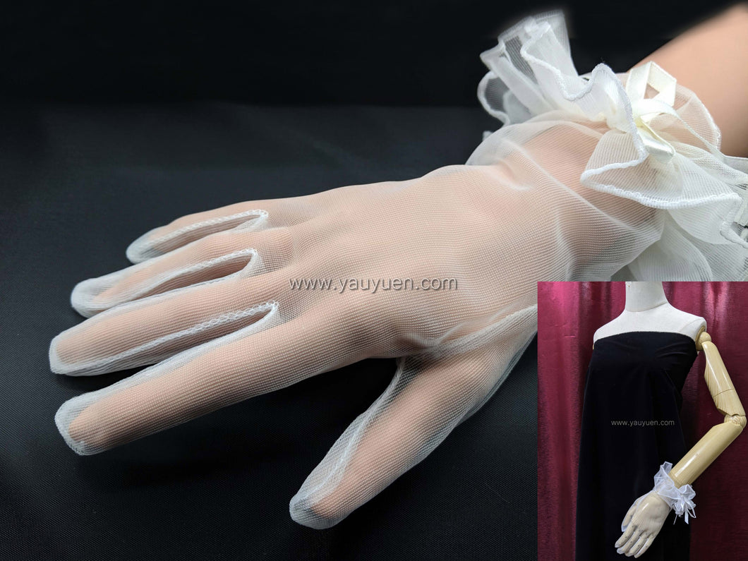 FS-016 - 9 inches Ruffle Cuff Knit Jersey Gloves (1 colour)