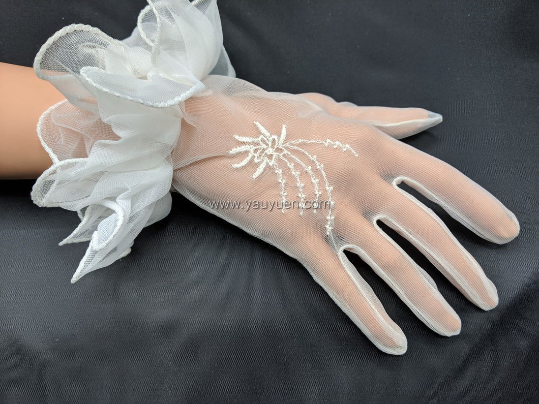 FS-313 - 9 inches Embroidery Knit Jersey Gloves (4 colours)