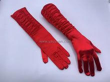 Load image into Gallery viewer, FS-481 - 15 inches Back Pleated Satin Bridal Gloves (13 colours)
