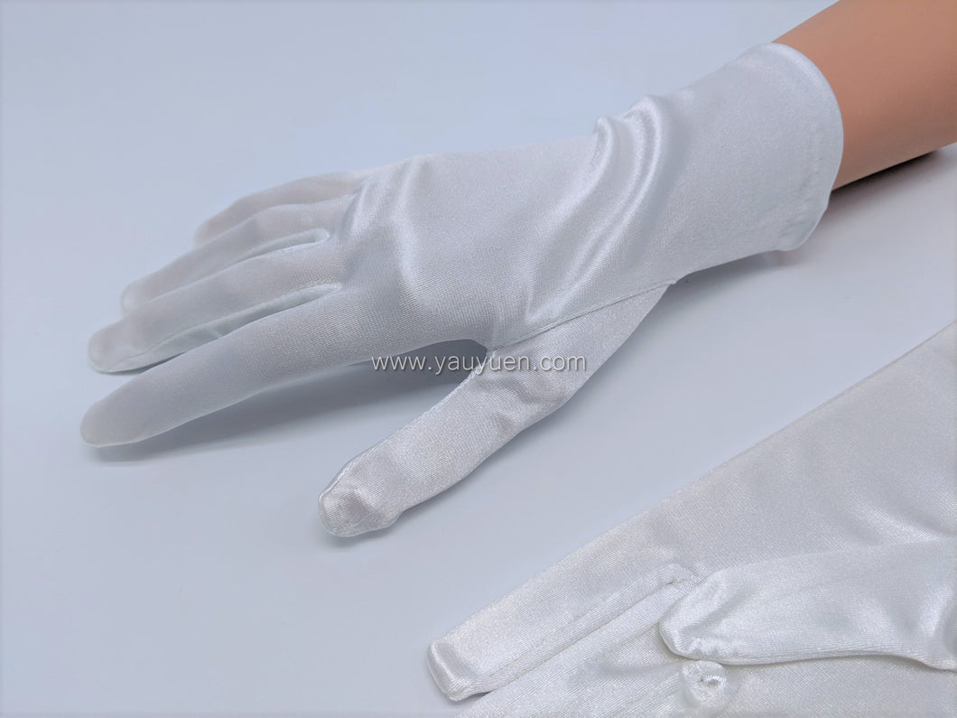 FS-9730 - 9 inches Plain Satin Bridal Gloves (12 colours)