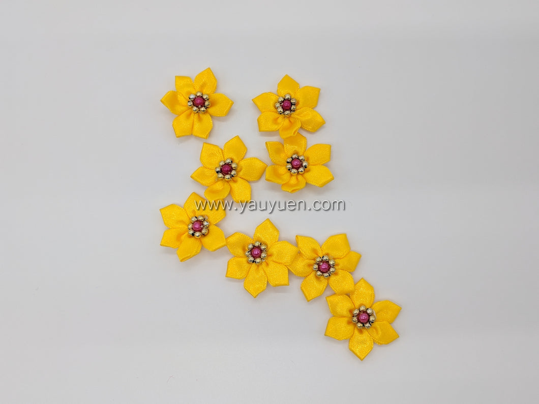 3cm Satin Fabric Flower with Beads (4 Colours)