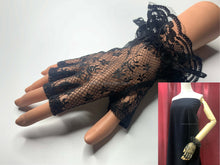 Load image into Gallery viewer, FS-L0801 - 8 inches Ruffle Cuff Half-Finger Lace Gloves (1 Colour)
